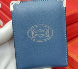 Cartier Style Blue Card Holder – Slim Wallet with Metal Corners