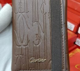 Cartier style brown wallet – Embossed Strap Bifold