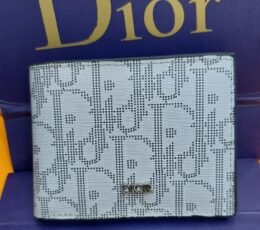 Dior Style Grey Wallet – Luxury Monogram Bifold