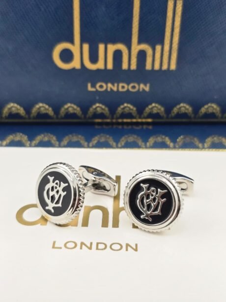 Dunhill Black Enamel Logo Cufflinks
