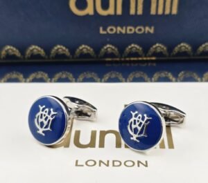 Dunhill Blue Enamel Logo Cufflinks