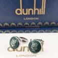 Dunhill Green Enamel Logo Cufflinks