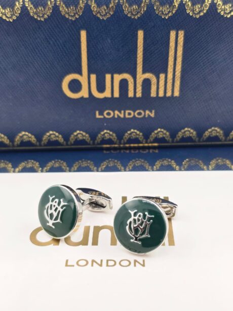 Dunhill Green Enamel Logo Cufflinks