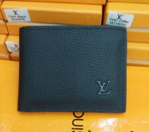 LV Style Black Leather Wallet