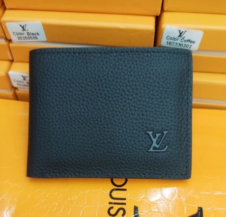 LV Style Black Leather Wallet