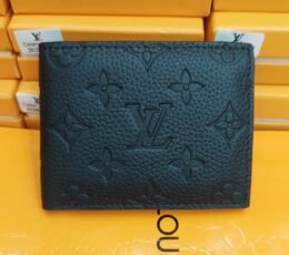 LV Style Black Wallet – Embossed Monogram Luxury Bifold