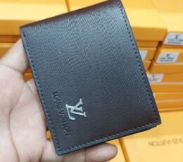 LV Style Black Wallet – Premium Textured Slim Bifold