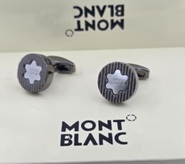 Montblanc Montblanc Star Emblem Textured Cufflinks – Silver-Tone Luxury Designer Cufflinks for Men