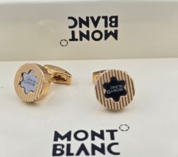 Montblanc Montblanc Star Emblem Textured Gold Cufflinks – Luxury Designer Cufflinks for Men