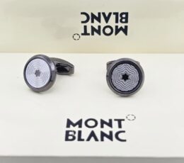 Montblanc Montblanc Wave Star Silver Cufflinks – Monochrome Luxury Designer Cufflinks for Men