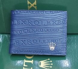 Rolex Style Blue Bifold Wallet – Luxury Textured Designer Wallet