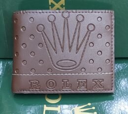 Rolex style brown wallet