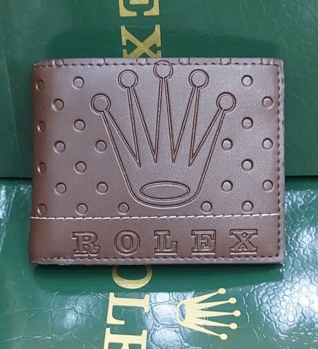 Rolex style brown wallet