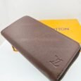 LV Zippy Organizer Wallet in Taiga Leather — Dark Brown