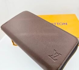 LV Zippy Organizer Wallet in Taiga Leather — Dark Brown
