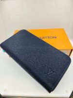Louis Vuitton Zippy Wallet Navy Blue Taiga Leather