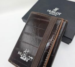 Hublot Genève Slim Cardholder Croc Embossed Brown Leather
