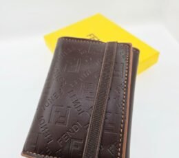 Fendi FF Monogram Chocolate Brown Leather Magic Wallet