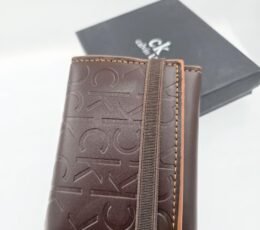 Walnut Lettermark Elastic Wallet