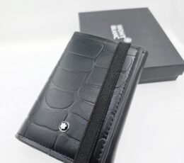 Jet Black Croc Panel Wallet