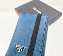 Ocean Blue Textured Elastic Wallet