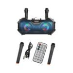 2 Wireless Microphones Bluetooth Party Speaker – High Power Portable Bass System with RGB Lights & Disco Ball - Image 3