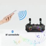 2 Wireless Microphones Bluetooth Party Speaker – High Power Portable Bass System with RGB Lights & Disco Ball - Image 10
