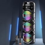 Portable Bluetooth Party Speaker with Wireless Mic & RGB Lights