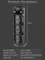 Super Bass Portable Wireless Speaker - Dual 8" Woofers with RGB Lights - Image 6