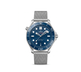 Omega Seamaster Diver 300M – Blue Wave Dial – Silver Mesh Bracelet Automatic