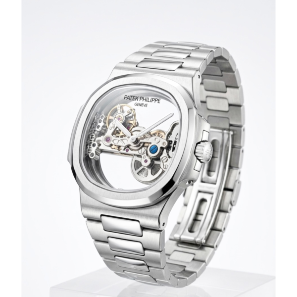 Patek Philippe Nautilus Skeleton Dial Swiss Automatic Silver Edition - Image 2