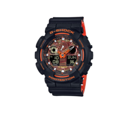G-Shock Resin Sports Watch - Orange Dial Hands - GA-100BR-1A
