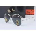 Ray-Ban Aviator Style Sunglasses (Black with Silver Frame)