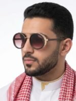 Carrera Round Double Bridge Gold and Brown Frame Brown Gradient Lens Sunglasses