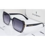 Saint Laurent Geometric Square Black Acetate Frame Grey Gradient Lens Sunglasses