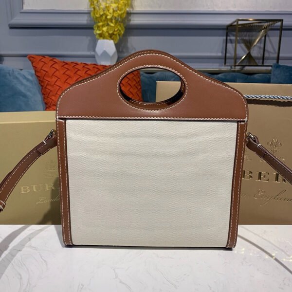 Pocket Medium leather-trimmed canvas tote - Image 4