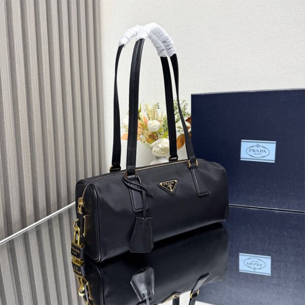 Prada Re-Nylon and leather medium top-handle bag with padlock(high-end grade) - Image 4
