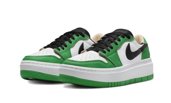 Nike Air Jordan 1 Elevate Low Lucky Green White Leather Platform Sneakers - Image 3