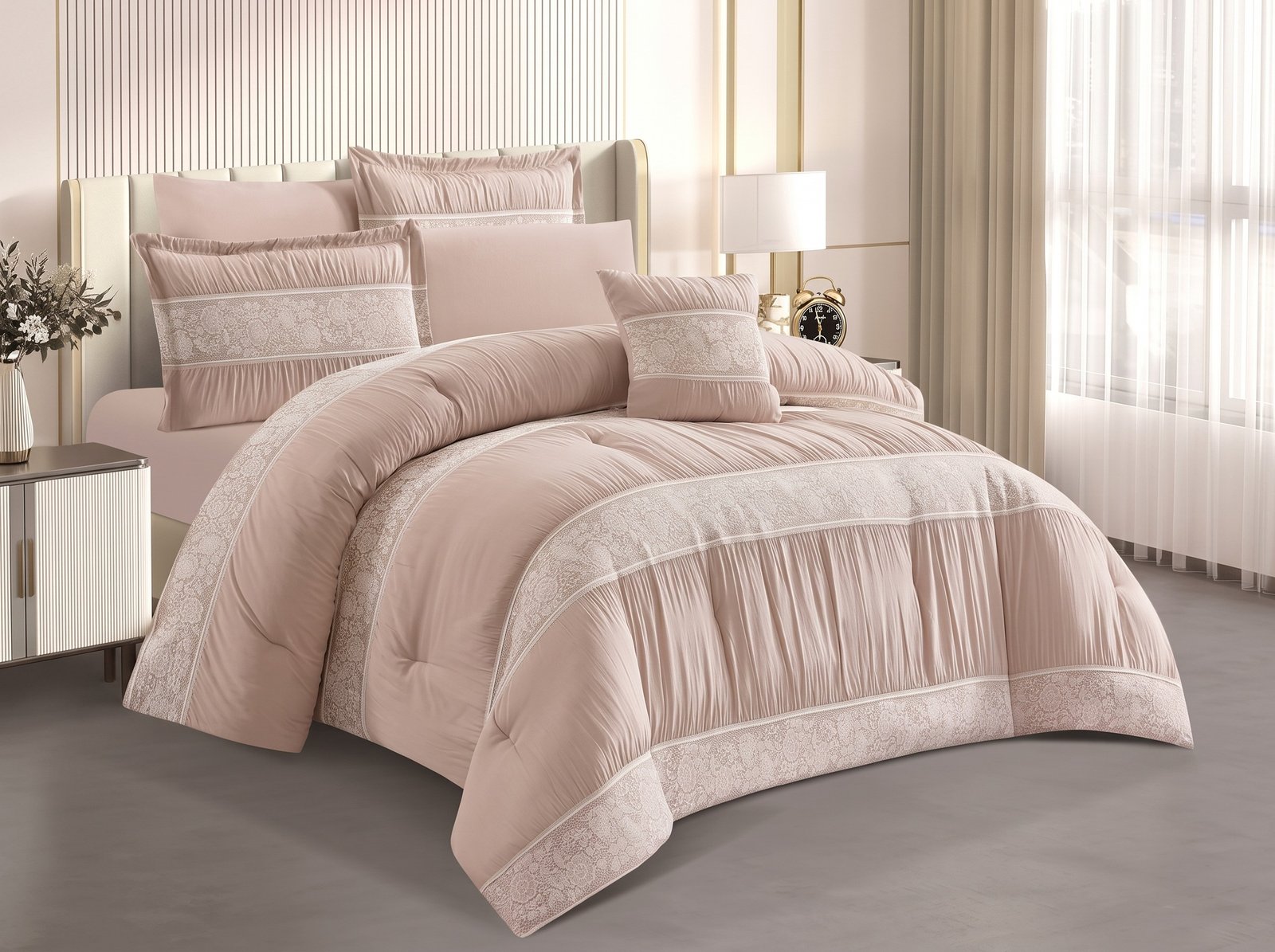 10.jpeg_2K_202608121429.jpeg Luxury Soft Nude Mauve Floral Lace Comforter Set - Image 1