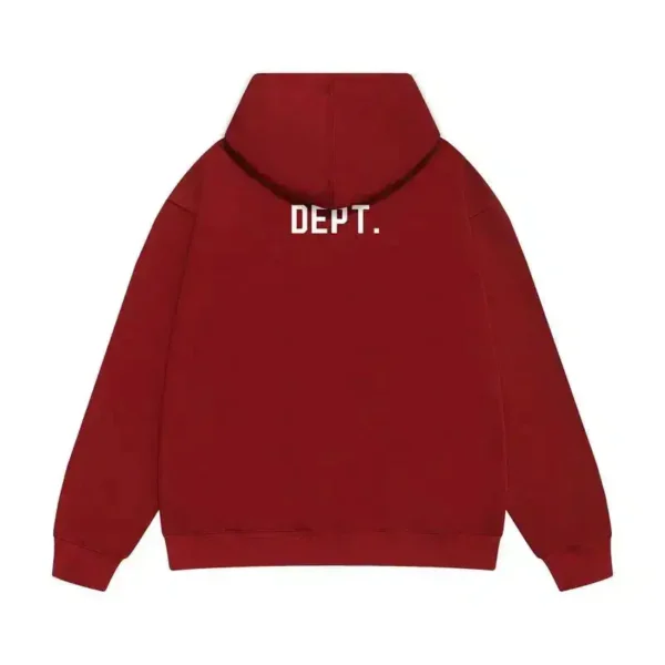 Gallery Dept. DEPT. Logo Print Red Cotton Fleece Pullover Hoodie - Image 7