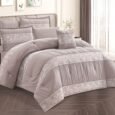 Luxury Soft Lavender Grey Floral Lace Comforter Set