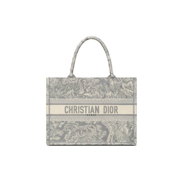 Dior Book Tote Small Grey Toile de Jouy Embroidered Canvas Women's Tote Bag - Image 2