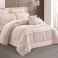 Luxury Soft Powder Blush Pleated Comforter Set
