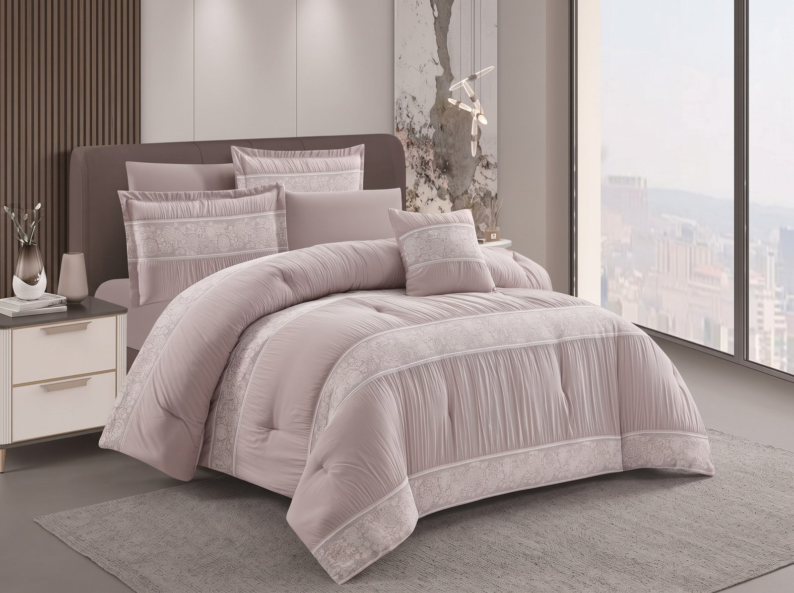 13.jpeg_2K_202608121429.jpeg Luxury Dusty Lilac Floral Damask Comforter Set - Image 1