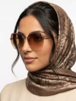 Chanel Rimless Square Gold Metal Frame Brown Gradient Lens Sunglasses