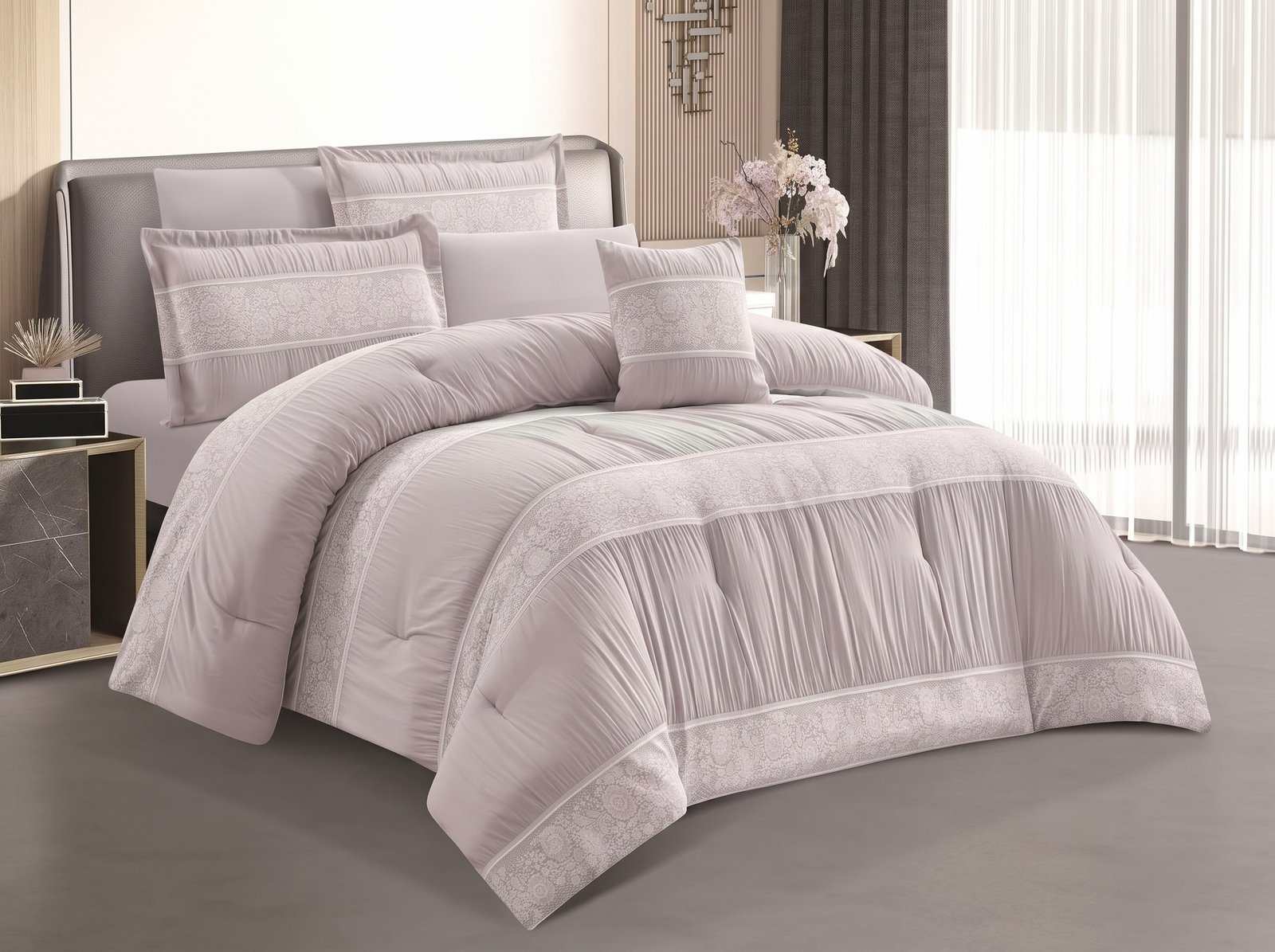 14.jpeg_2K_202608121429.jpeg Luxury Soft Lavender Rose Floral Lace Comforter Set - Image 1