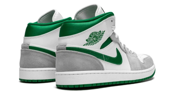 Nike Air Jordan 1 Mid Gray Green Leather Suede Mid-Top Sneakers - Image 4