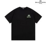 Balenciaga Hand Drawn BB Logo Print Black Purple Cotton Crew Neck T-Shirt - Image 4