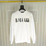 Balenciaga Tape Type Graphic Print White Crew Neck Sweatshirt - Image 2