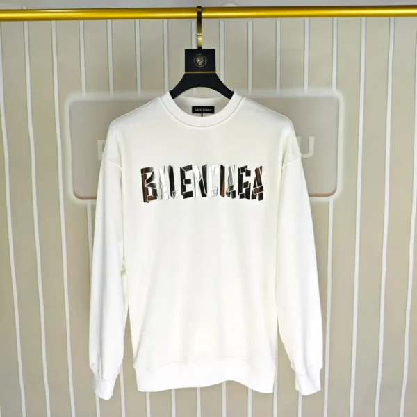 Balenciaga Tape Type Graphic Print White Crew Neck Sweatshirt - Image 2